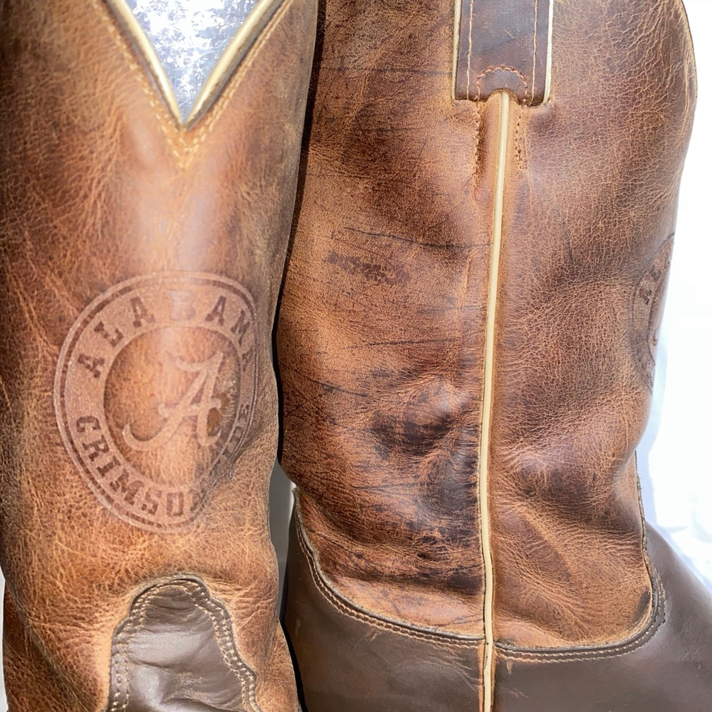 Men's Nocona Boots with University of Alabama Logo Brown Tan Boots Size 12 - Picture 11 of 15
